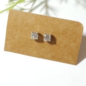 Vintage Clear Crystal Silver Plated Stud Earrings Dainty Stud Earrings